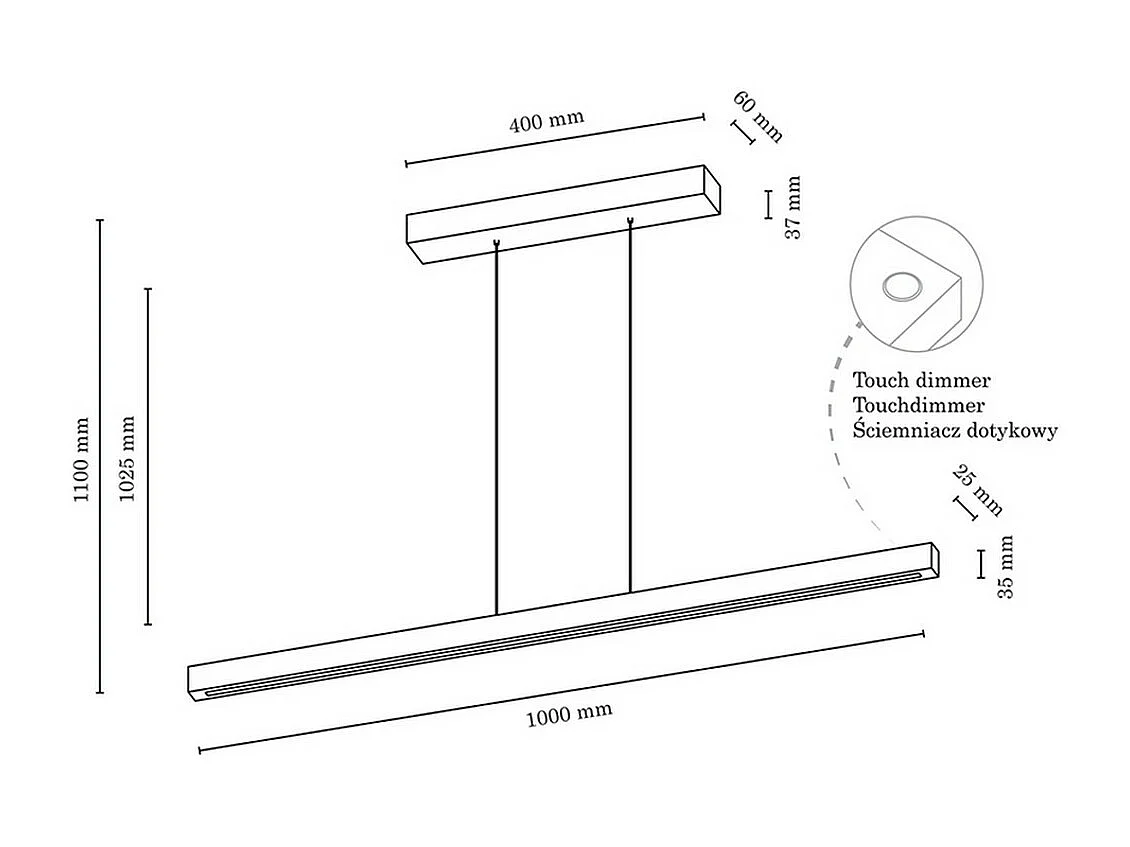 Lampa Wisząca Red River, Brązowy, 100x6x110 cm, EPIKASA