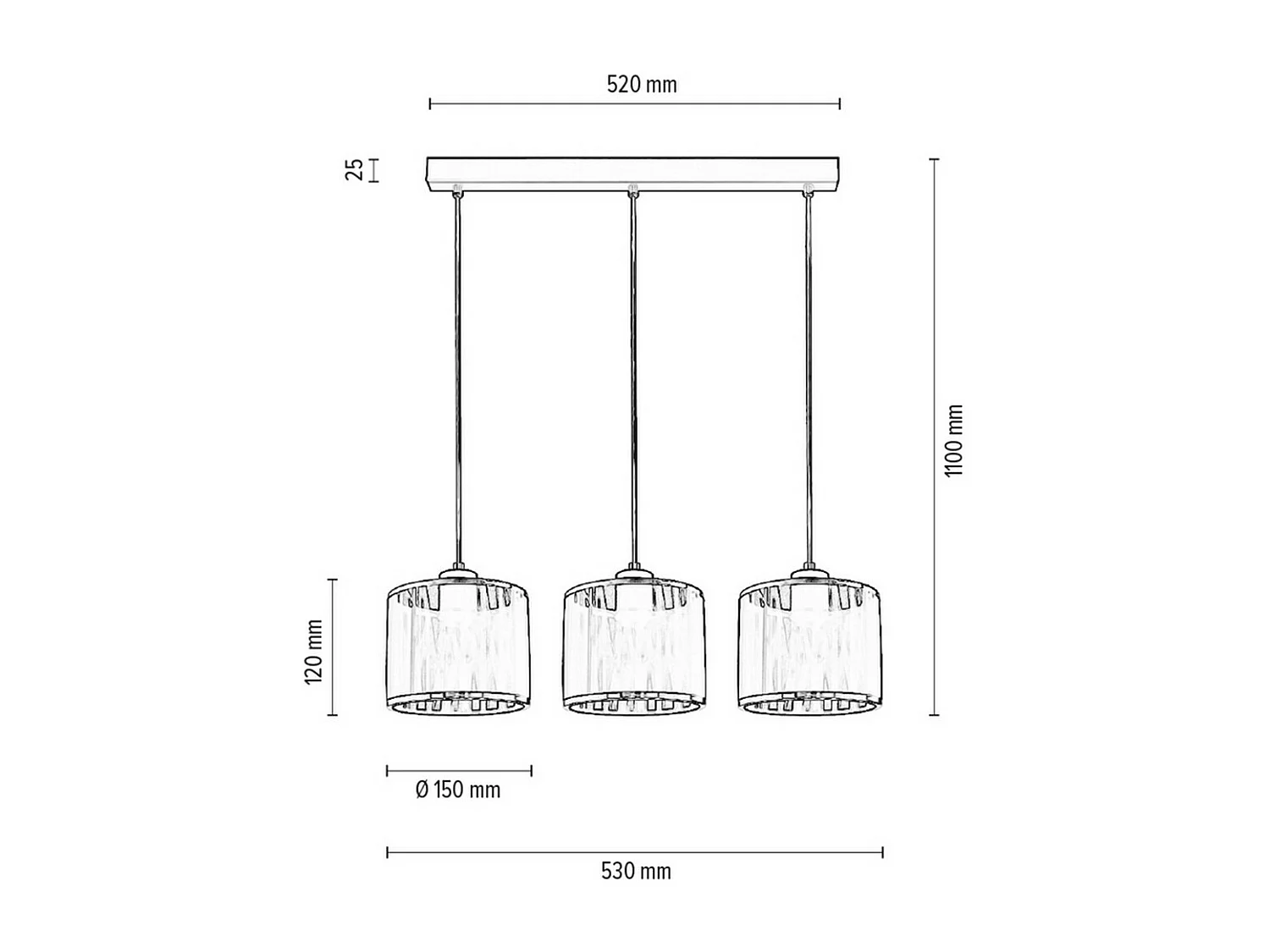 Suspension Hunze, Noir, 15x53x110 cm, EPIKASA