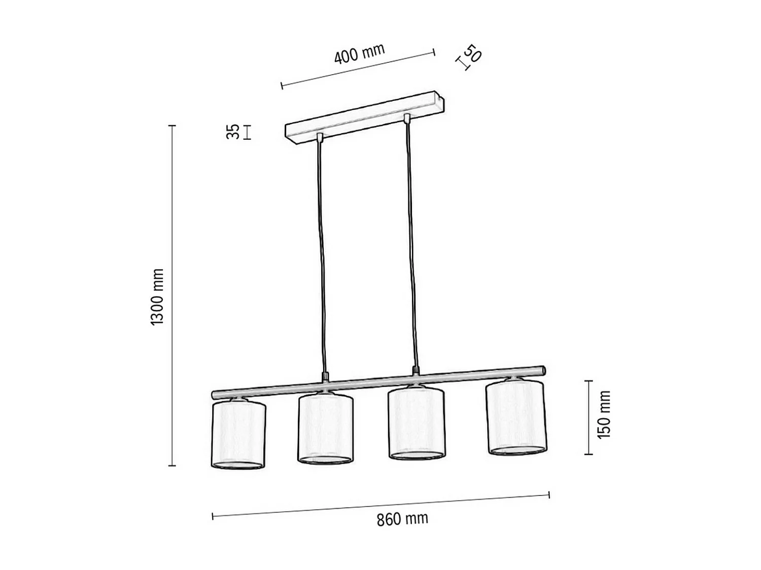 Lampada a Sospensione Milk River, Nero, 15x86x130 cm, EPIKASA