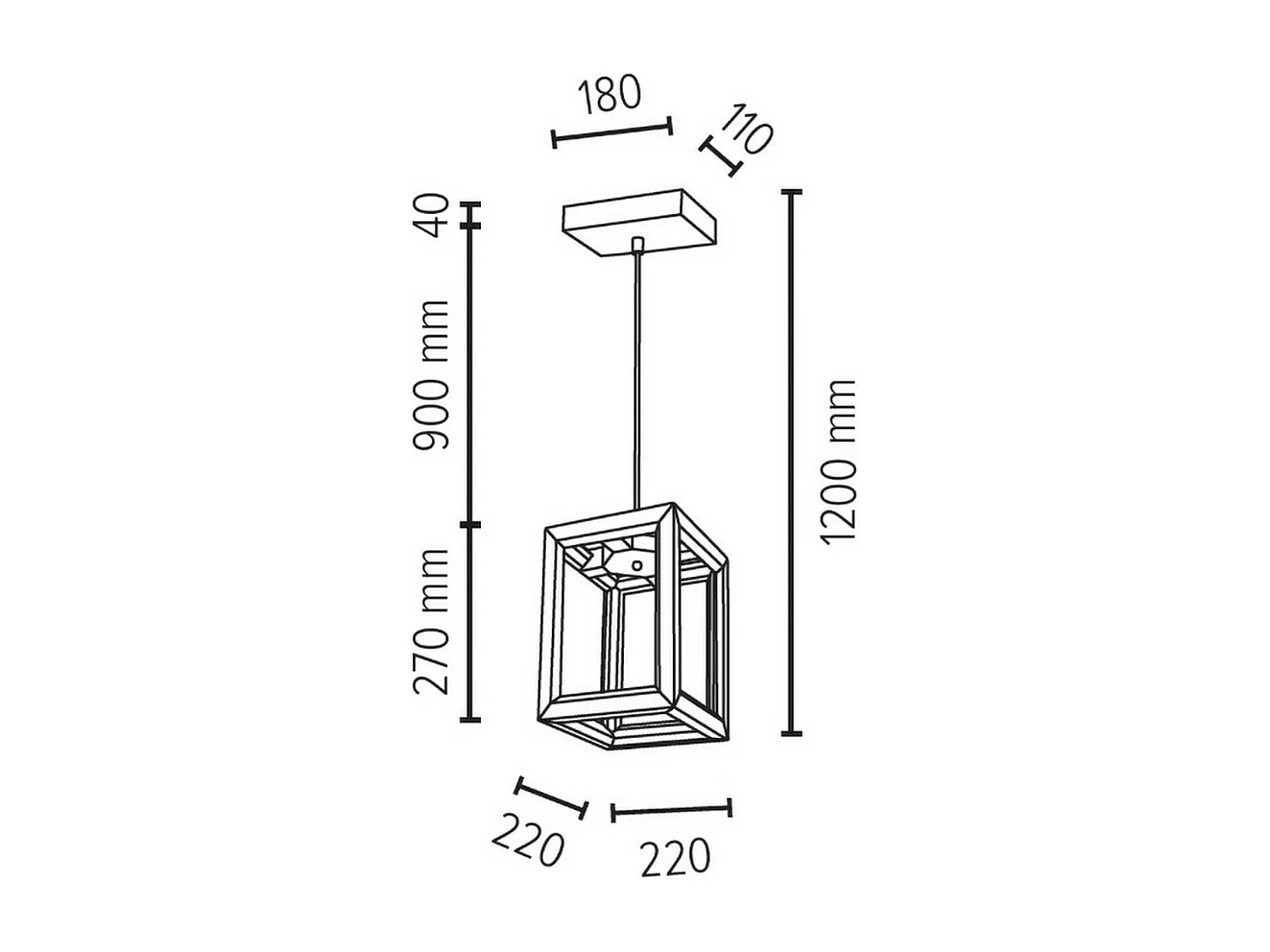Suspension Roer, Marron, 22x22x120 cm, EPIKASA
