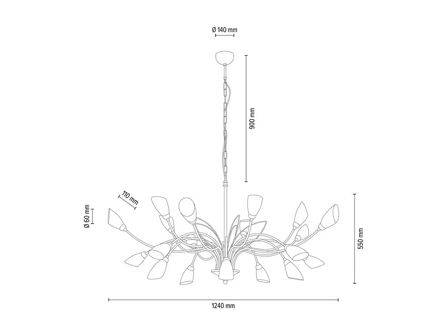 Suspension Lys, Or, 124x124x145 cm, EPIKASA