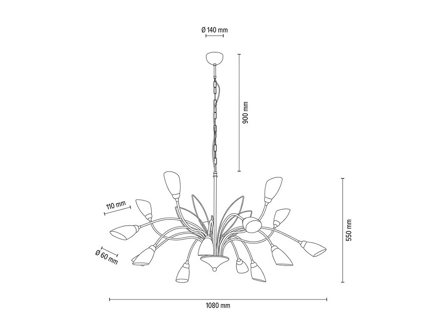 Hanglamp Lys, Goud, 108x108x145 cm, EPIKASA