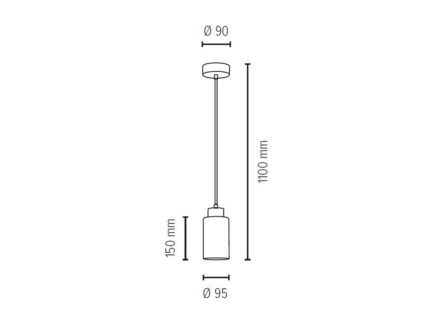 Suspension Cavado, Noir, 9,5x9,5x110 cm, EPIKASA