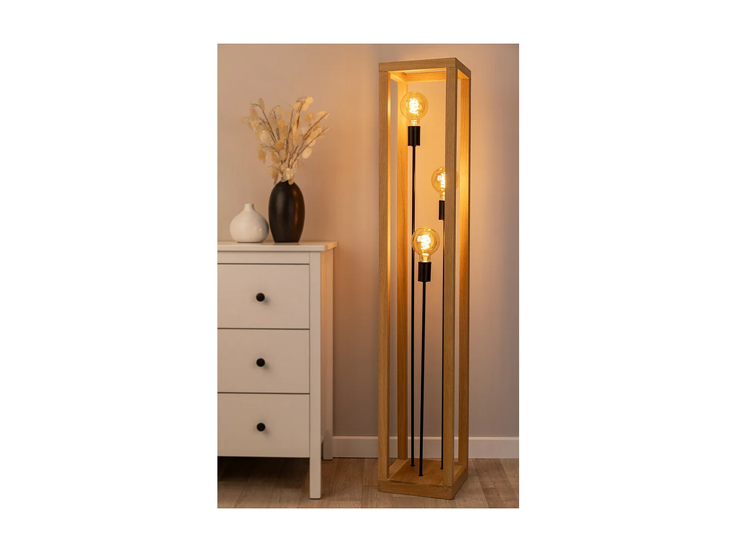 Lámpara de Pie Boiana, Marrón, 25x25x140 cm, EPIKASA