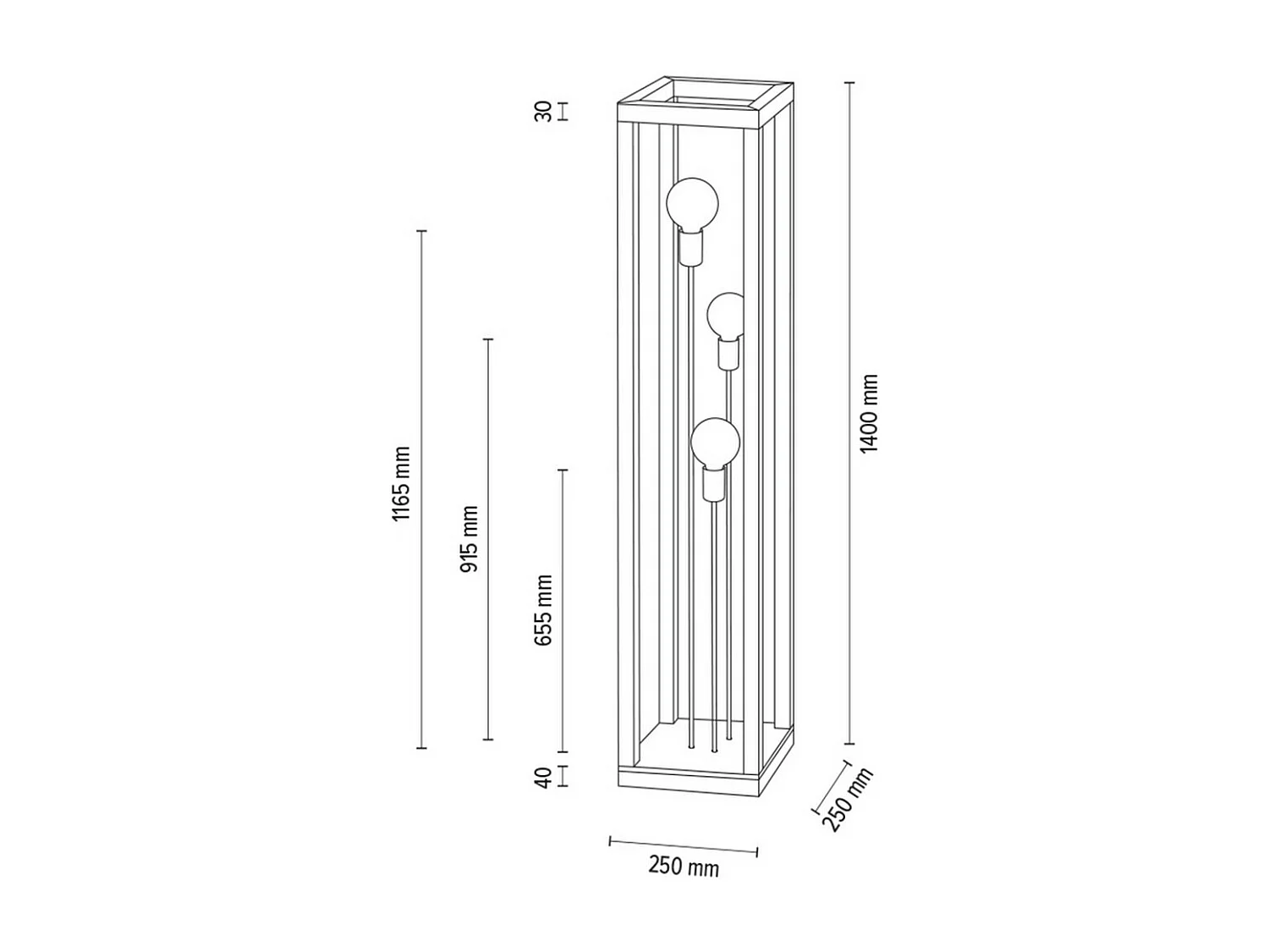 Lámpara de Pie Boiana, Marrón, 25x25x140 cm, EPIKASA