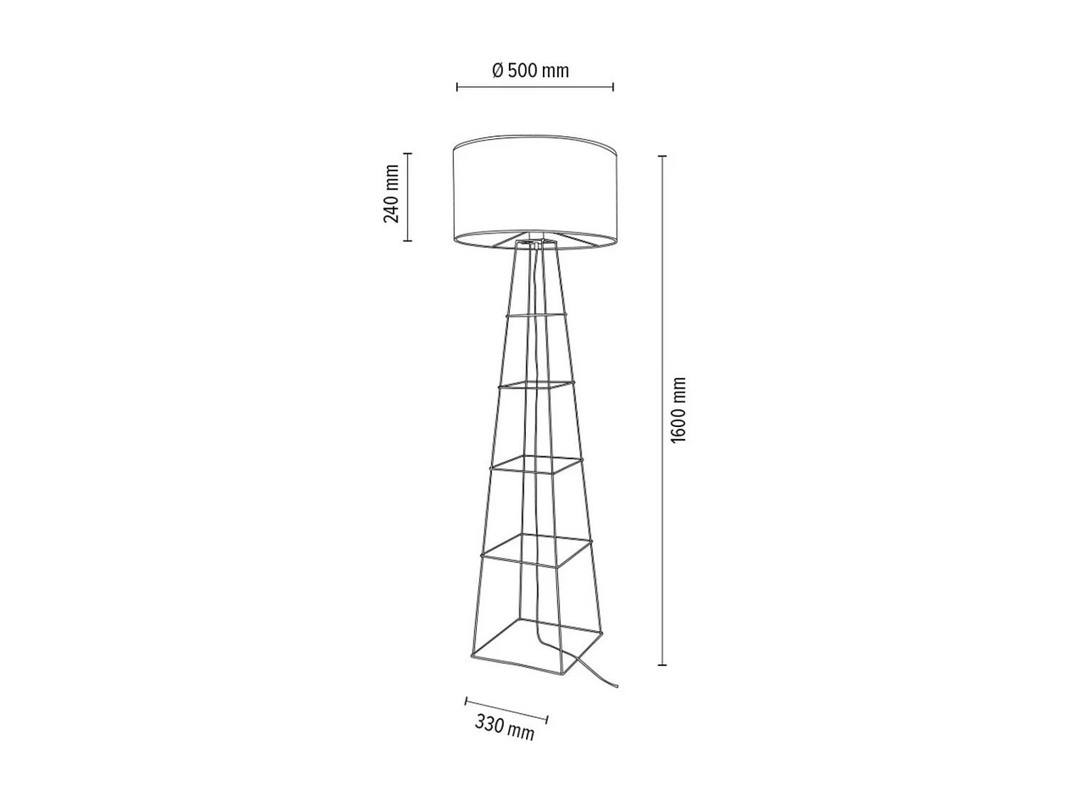 Candeeiro de Pé Pisuerga, Preto, 50x50x160 cm, EPIKASA