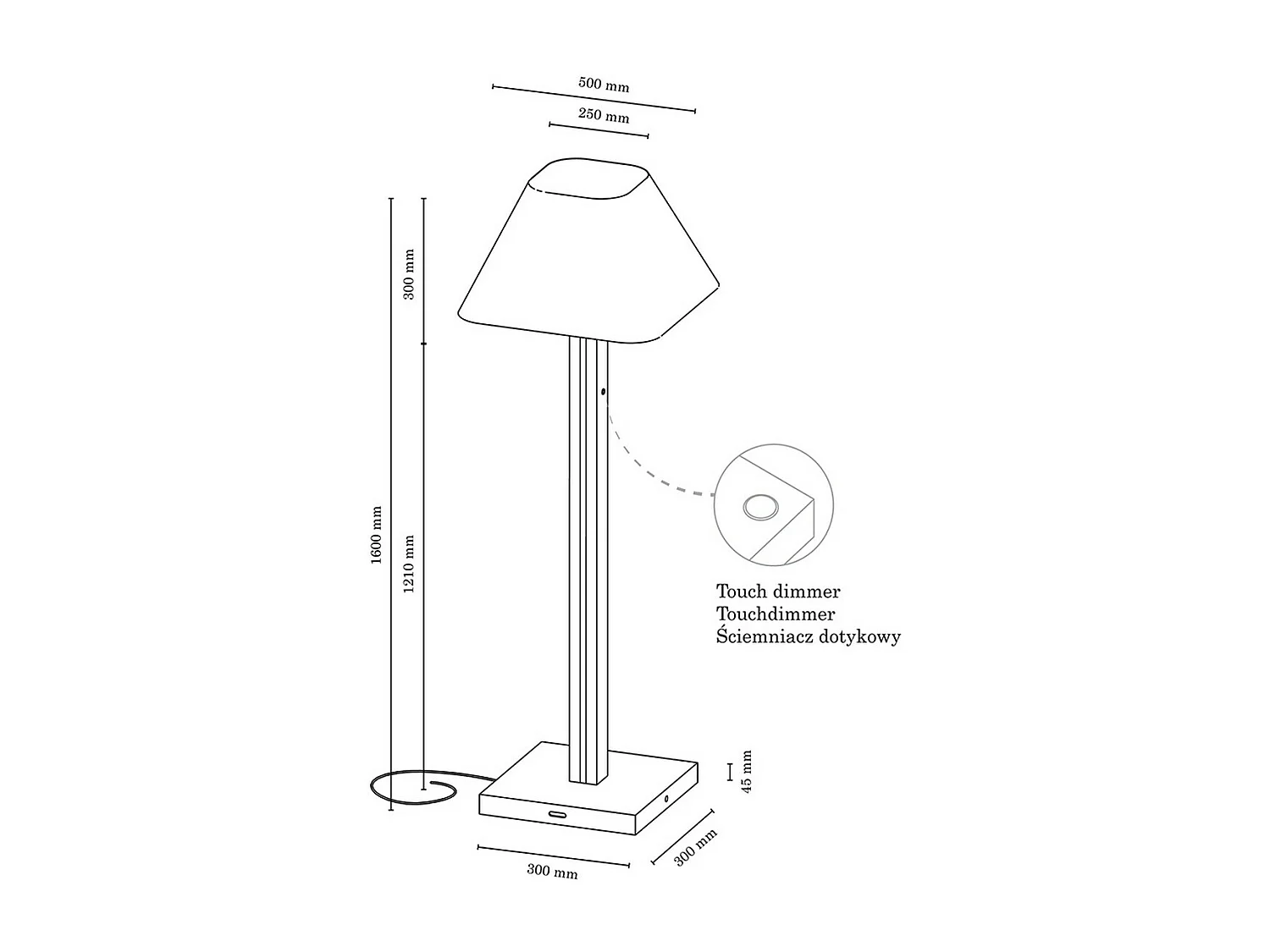 Candeeiro de Pé Sambre, Castanho, 50x50x160 cm, EPIKASA