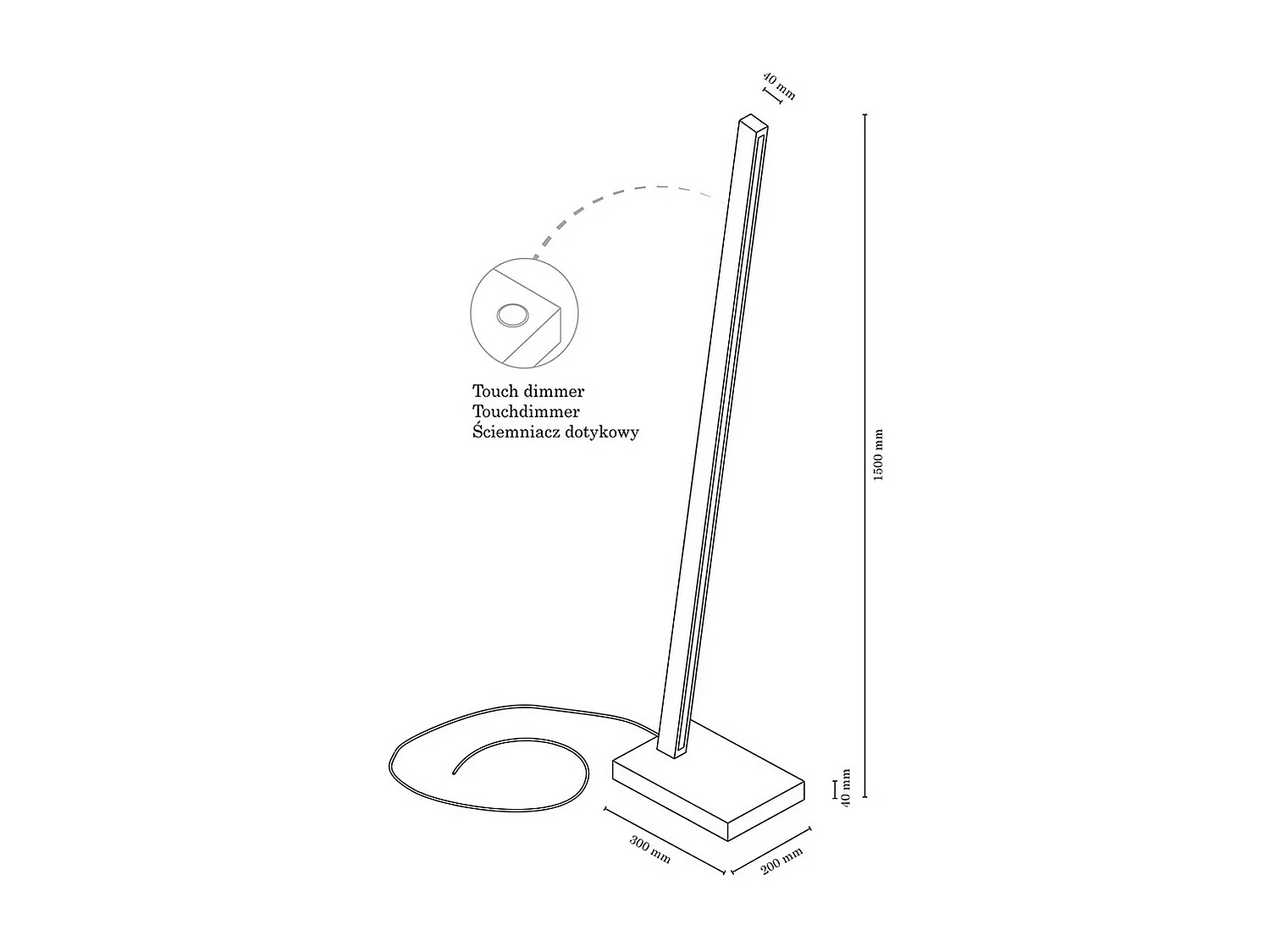 Lámpara de Pie Amstel, Marrón, 20x30x150 cm, EPIKASA