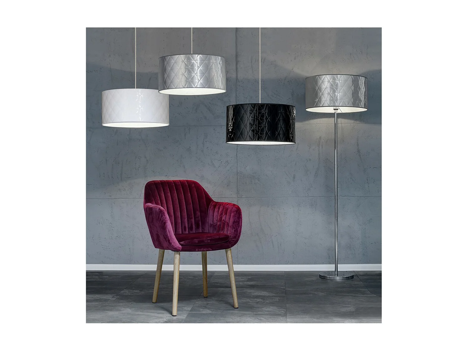 Lampadaire Schelda, Argent, 50x50x166 cm, EPIKASA