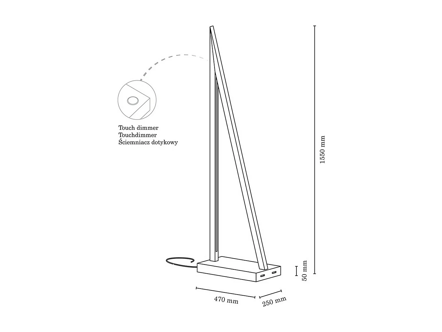Lampadaire Yukon, Marron, 47x25x155 cm, EPIKASA