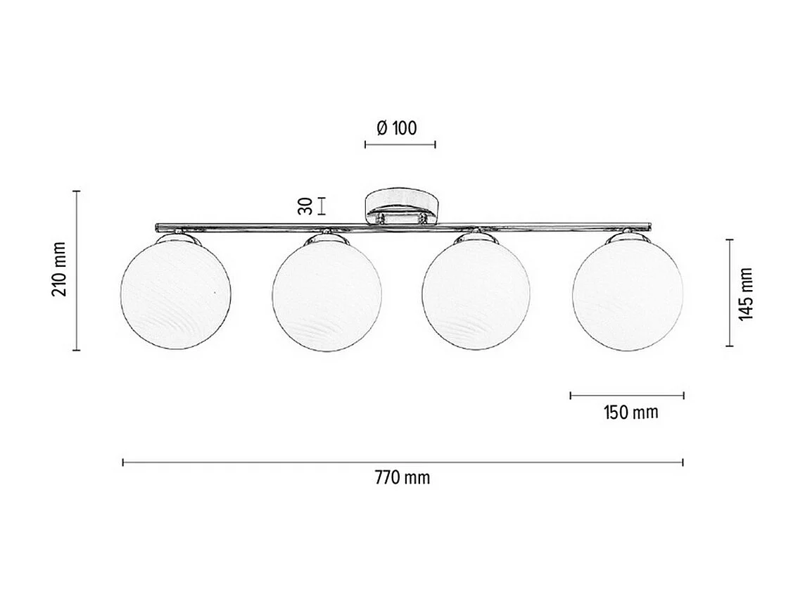 Plafondlamp Beda, Wit, 15x77x21 cm, EPIKASA