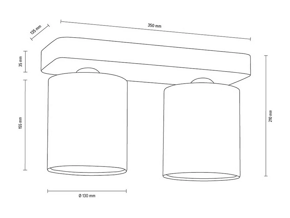 Plafonnier Caledonia, Gris, 13,5x35x21 cm, EPIKASA