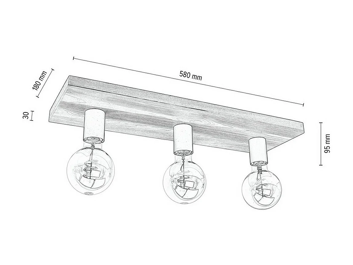 Lampa Sufitowa Nantes, Brązowy, 18x58x9,5 cm, EPIKASA