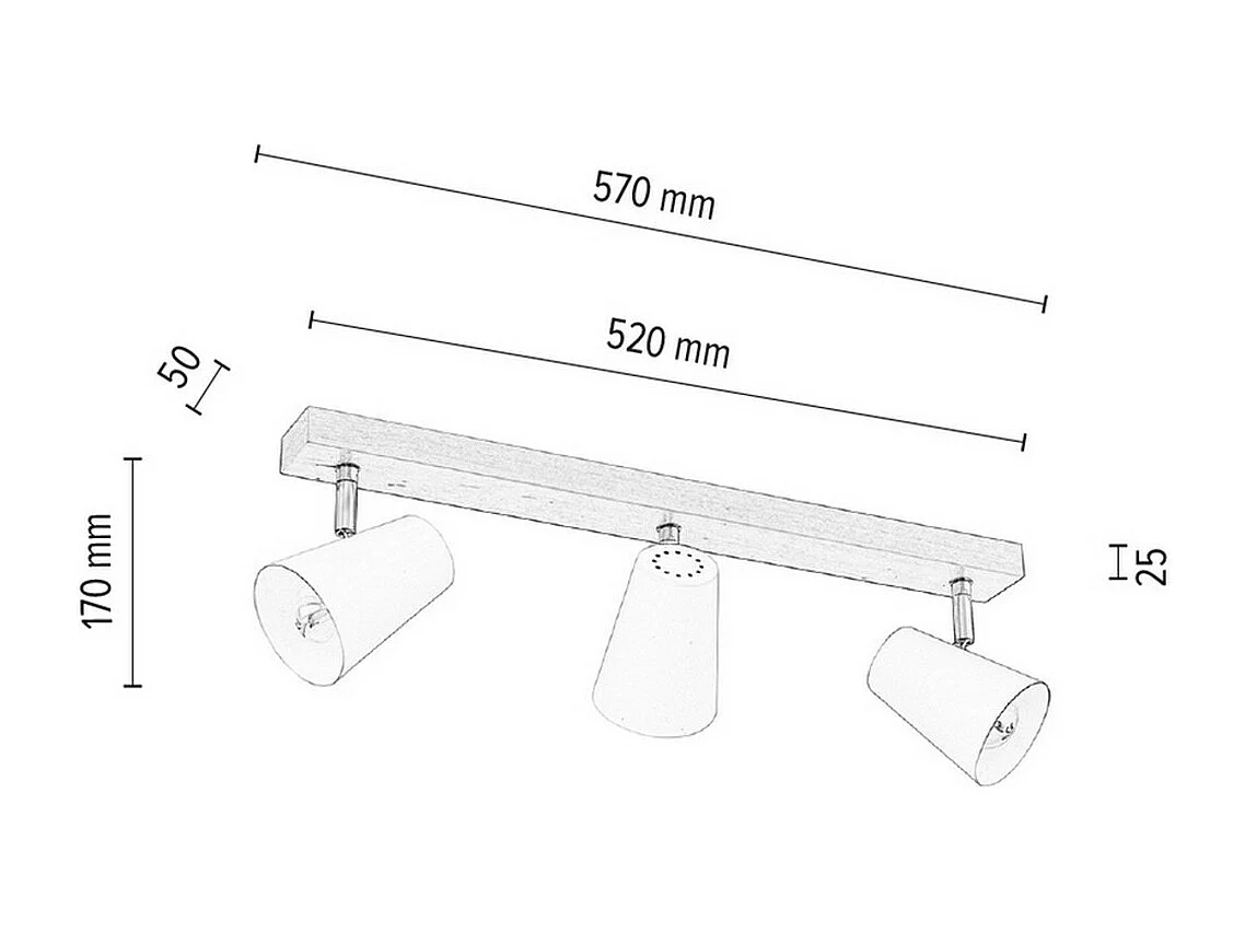 Candeeiro de Teto Anastasio, Castanho, 11x57x17 cm, EPIKASA