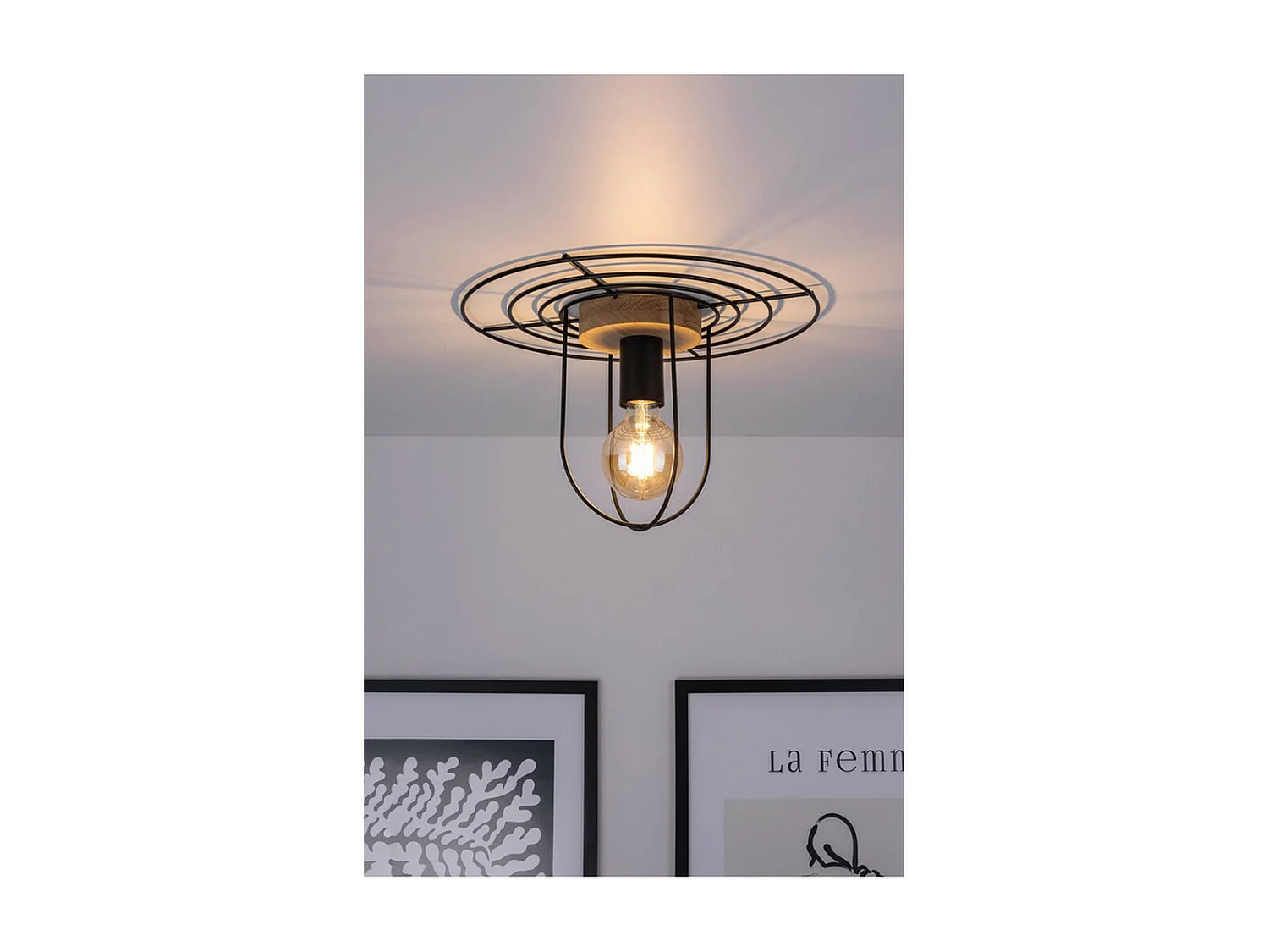 Plafonnier Raba, Marron, 35x35x21 cm, EPIKASA