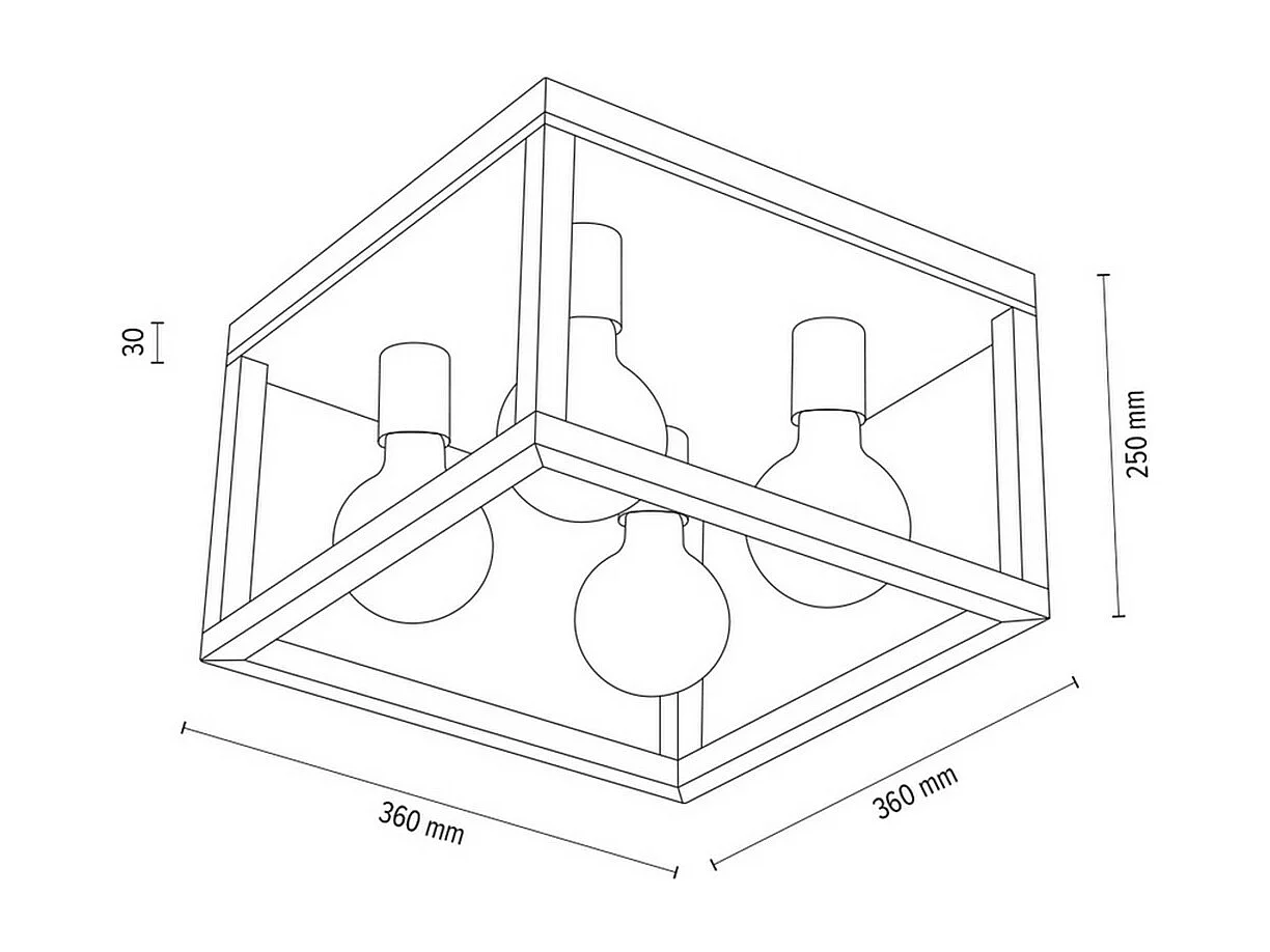 Plafonnier Tietar, Marron, 36x36x25 cm, EPIKASA