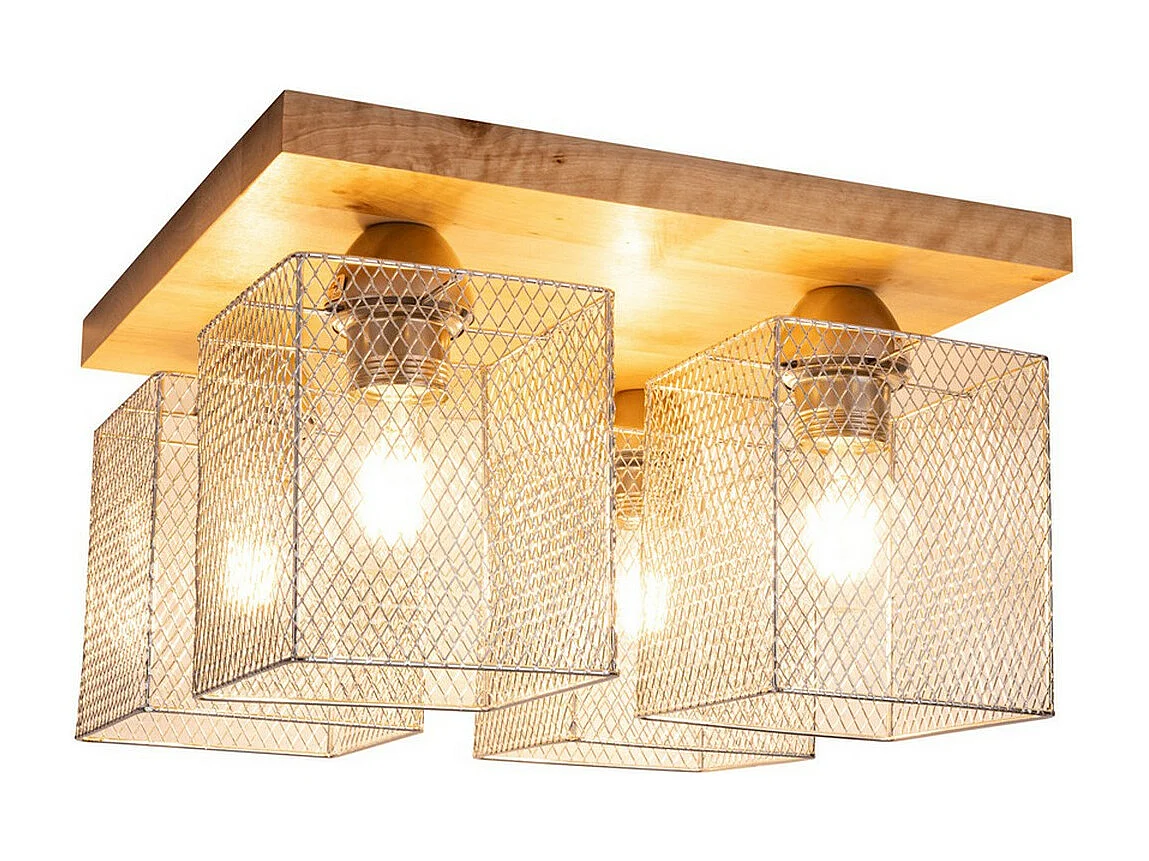 Plafonnier Mino, Marron, 34x34x21 cm, EPIKASA