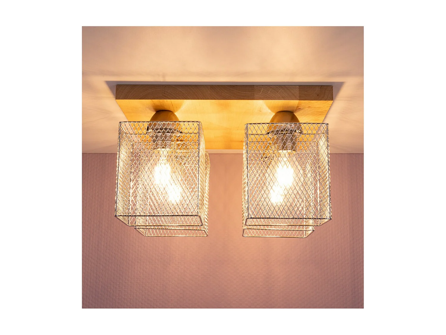 Plafonnier Mino, Marron, 34x34x21 cm, EPIKASA