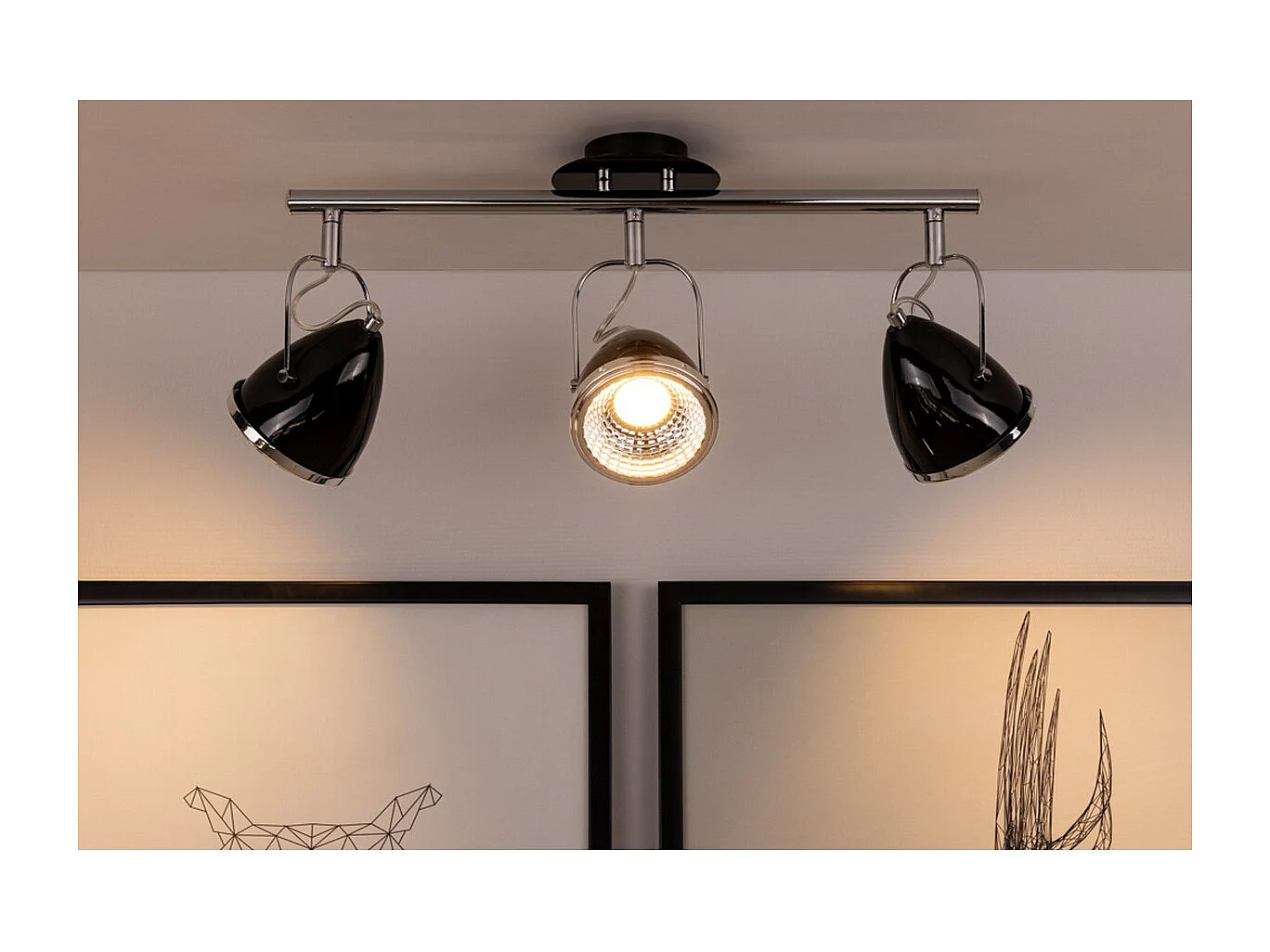 Plafondlamp Lesse, Zwart, 53x13x26 cm, EPIKASA