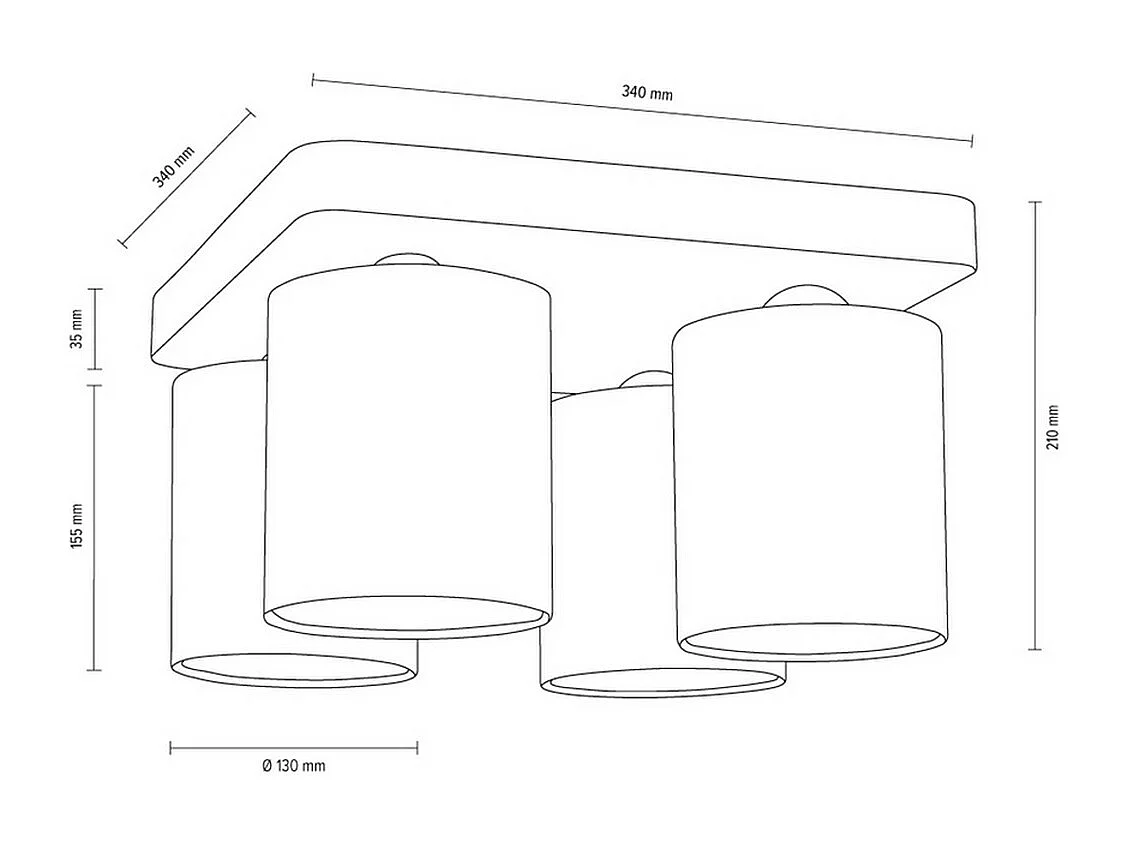 Plafonnier Caledonia, Gris, 34x34x21 cm, EPIKASA