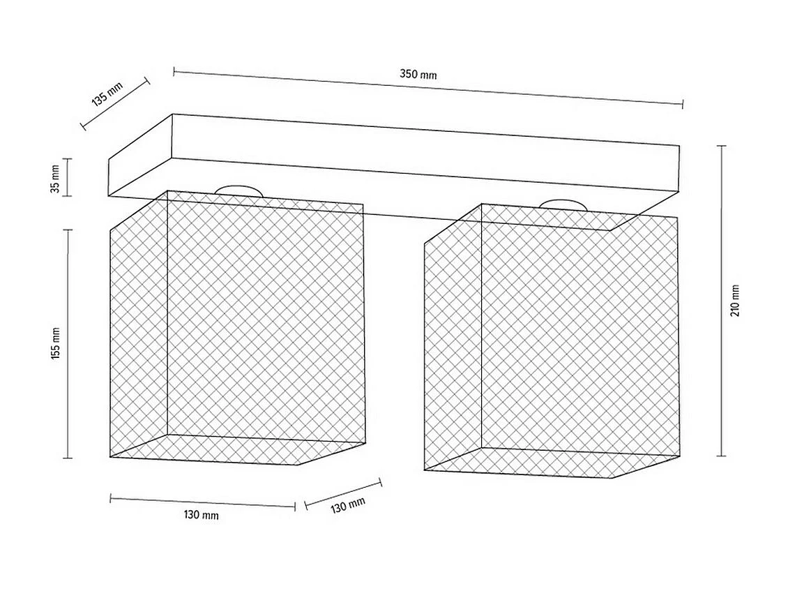 Plafonnier Mino, Gris, 13,5x35x21 cm, EPIKASA