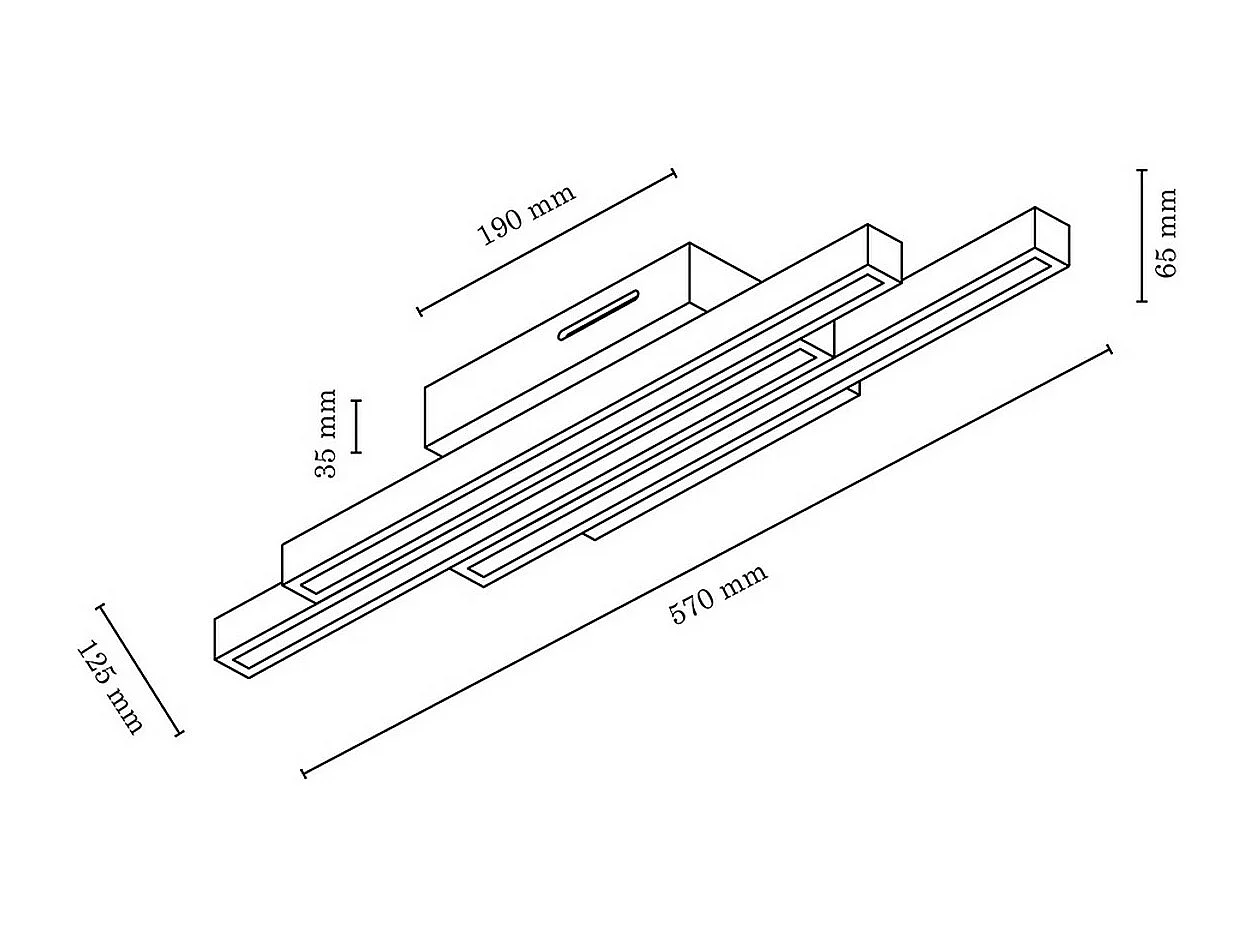 Plafondlamp Guadalupa, Wit, 57x12,5x6,5 cm, EPIKASA