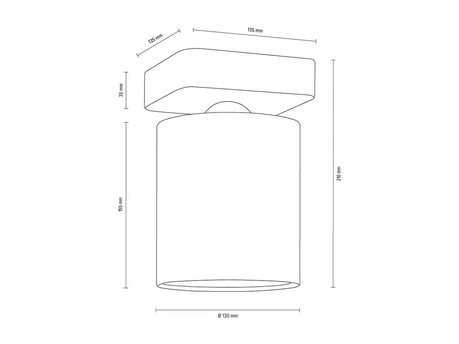 Lampa Sufitowa Caledonia, Szary, 13,5x13,5x21 cm, EPIKASA