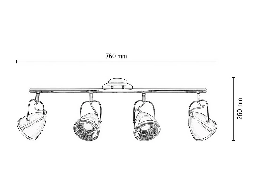 Plafonnier Lesse, Noir, 76x13x26 cm, EPIKASA