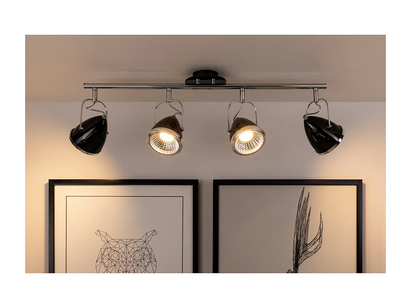 Plafonnier Lesse, Noir, 76x13x26 cm, EPIKASA