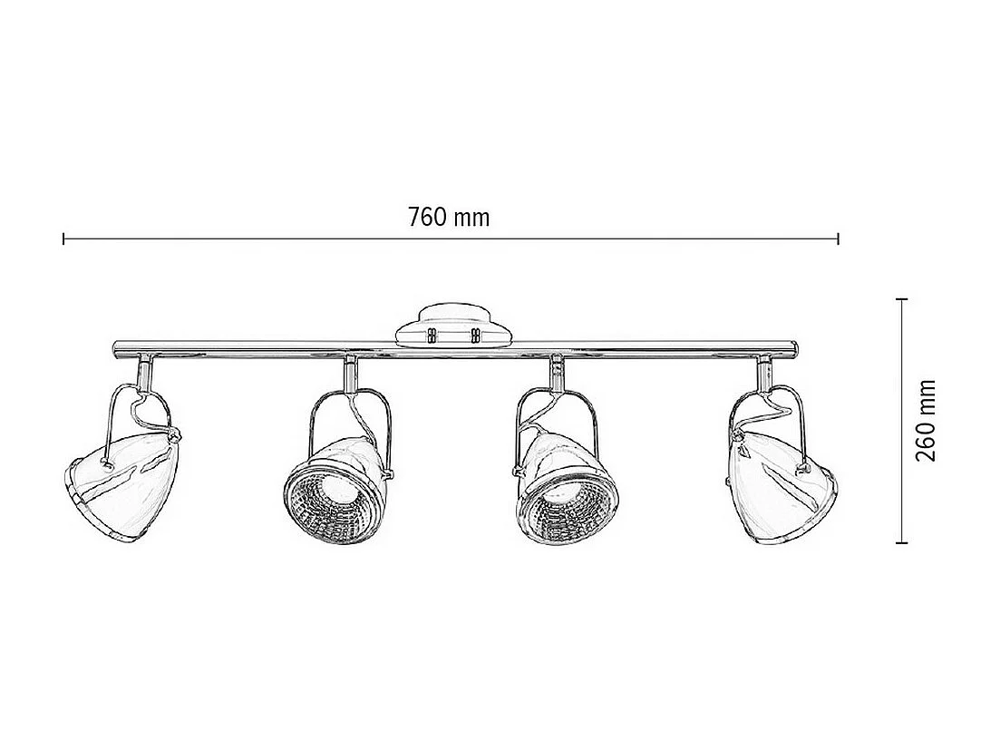Plafonnier Lesse, Noir, 76x13x26 cm, EPIKASA