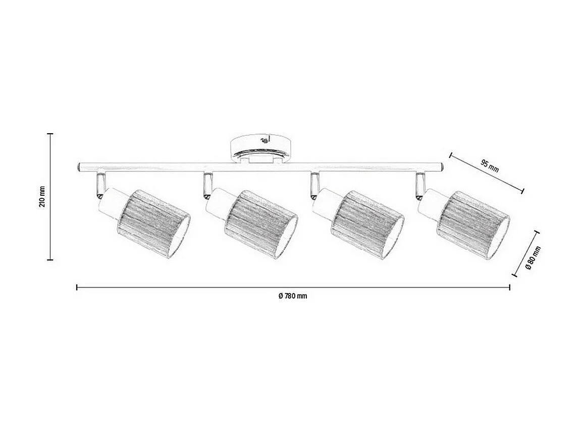 Plafonnier Danio, Noir, 78x9x21 cm, EPIKASA