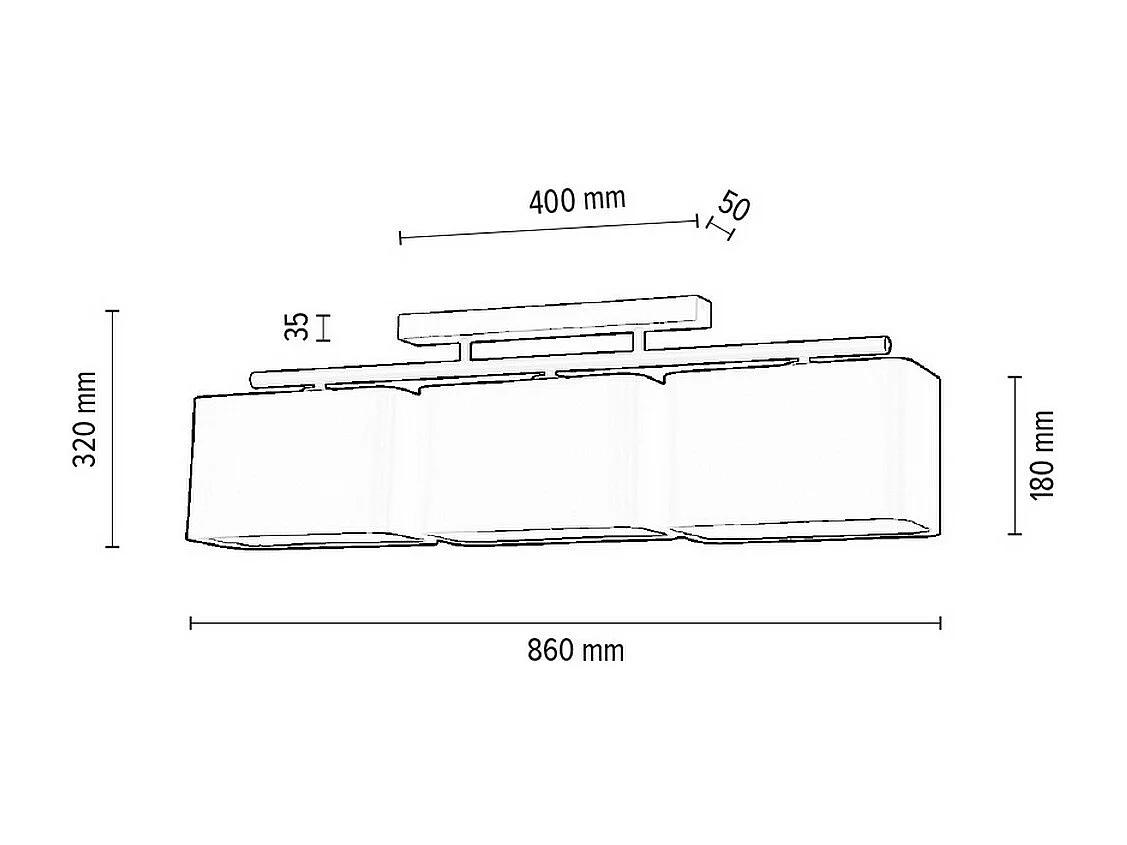 Plafonnier Pecos, Noir, 15x86x32 cm, EPIKASA