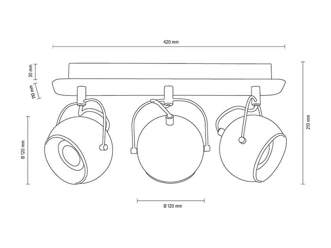 Plafonnier Strasburgo, Gris, 11x41x22 cm, EPIKASA