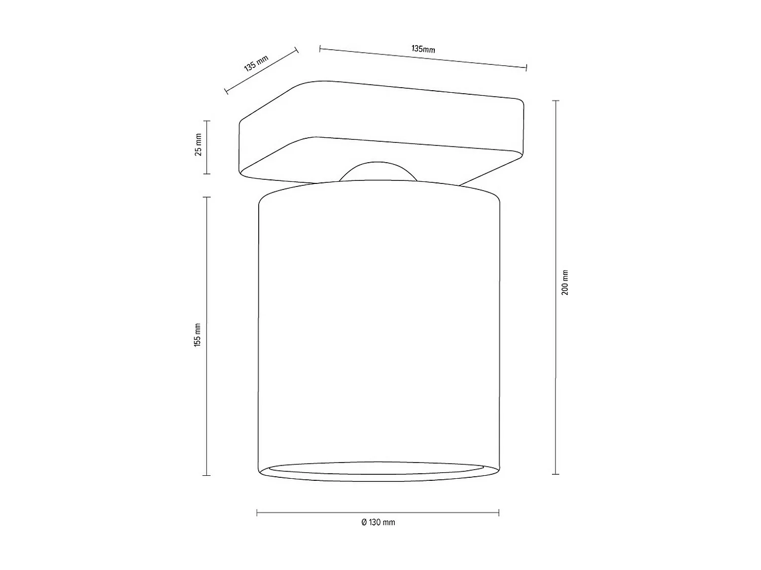 Candeeiro de Teto Odiel, Castanho, 13,5x13,5x20 cm, EPIKASA