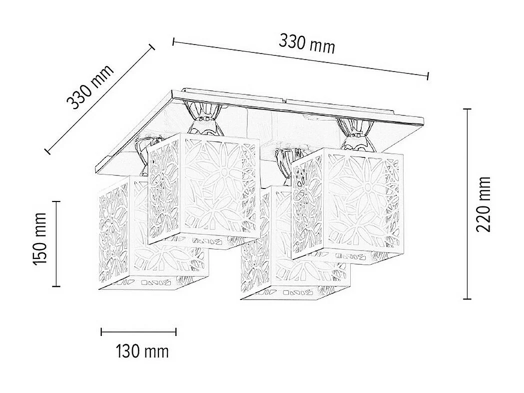 Plafonnier Mino, Blanc, 33x33x22 cm, EPIKASA