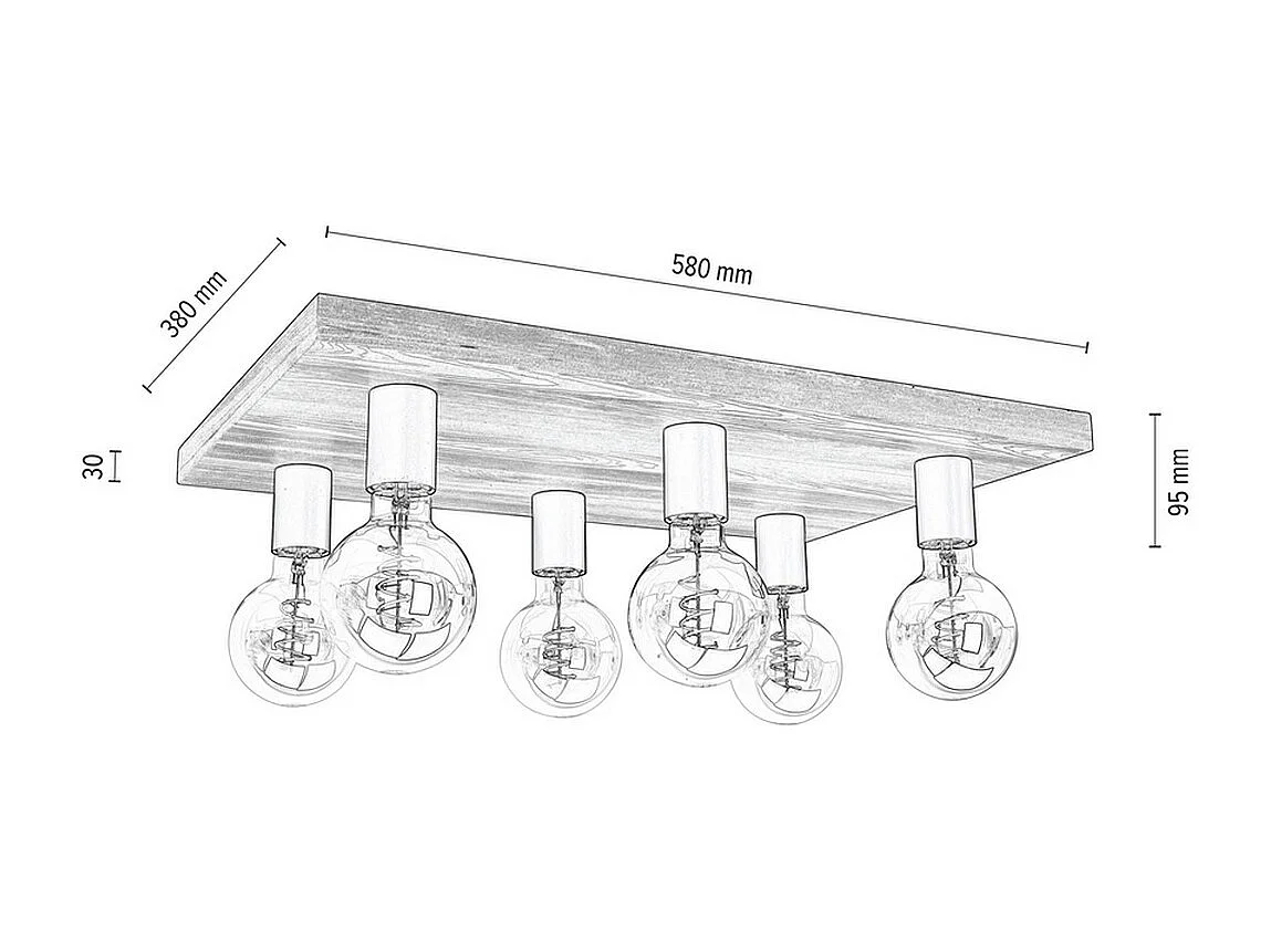 Plafonnier Nantes, Marron, 38x58x9,5 cm, EPIKASA