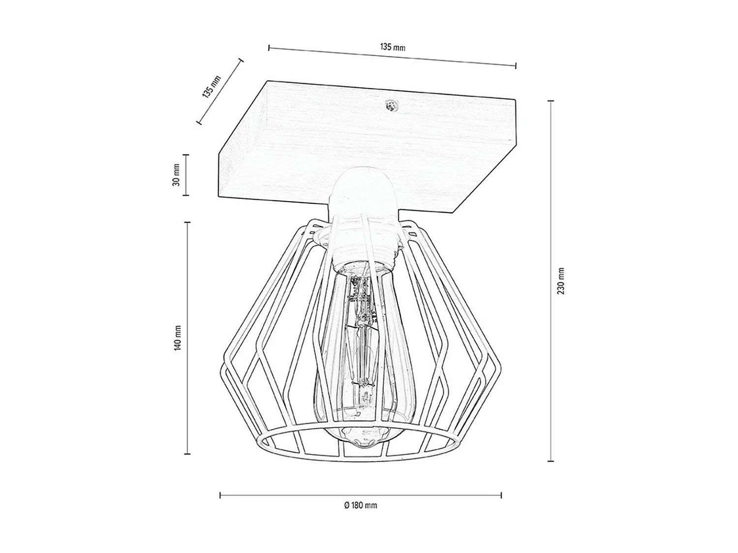 Lampada a Soffitto Eufrate, Marrone, 19x19x23 cm, EPIKASA