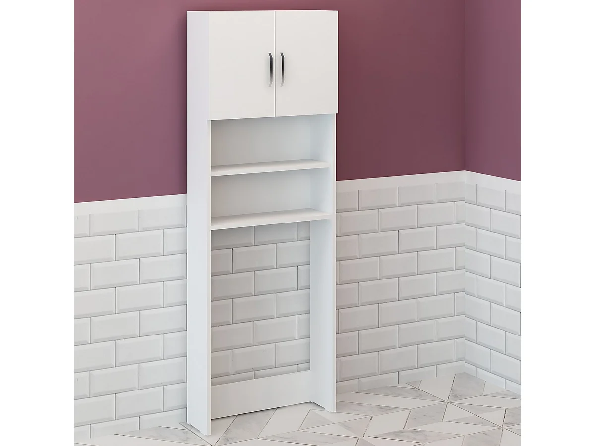 Meuble pour Machine à Laver Lange, Blanc, 64x20x180 cm, EPIKASA