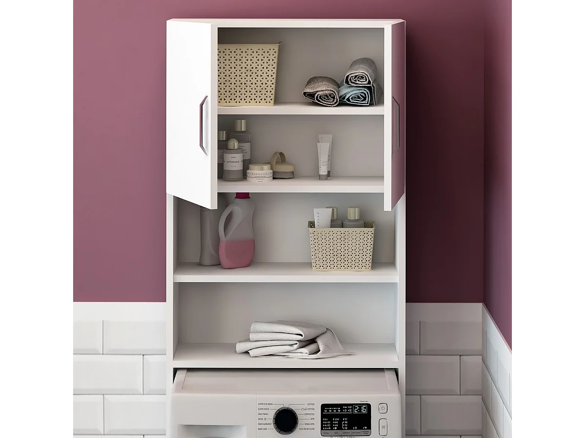 Meuble pour Machine à Laver Lange, Blanc, 64x20x180 cm, EPIKASA