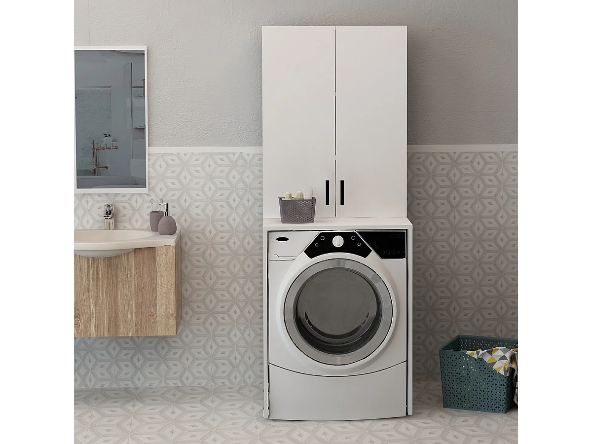 Meuble pour Machine à Laver Envy, Blanc, 70x68x176 cm, EPIKASA