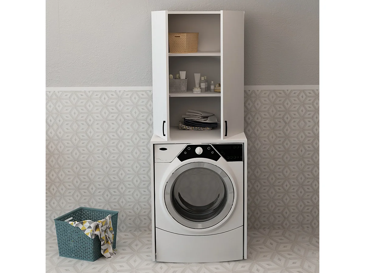 Meuble pour Machine à Laver Envy, Blanc, 70x68x176 cm, EPIKASA