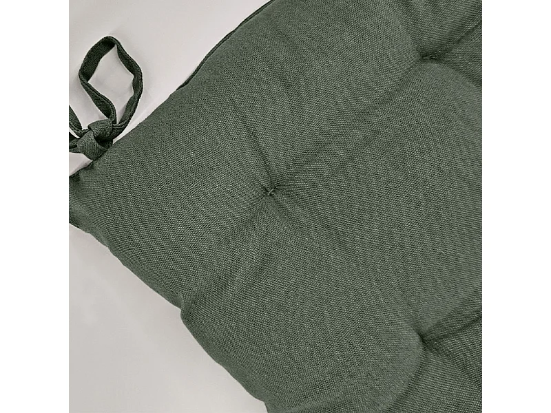 Coussin de chaise 38 x 38 cm capitonnée en coton vert - DOLORES