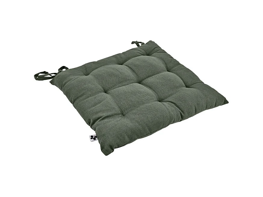 Coussin de chaise 38 x 38 cm capitonnée en coton vert - DOLORES