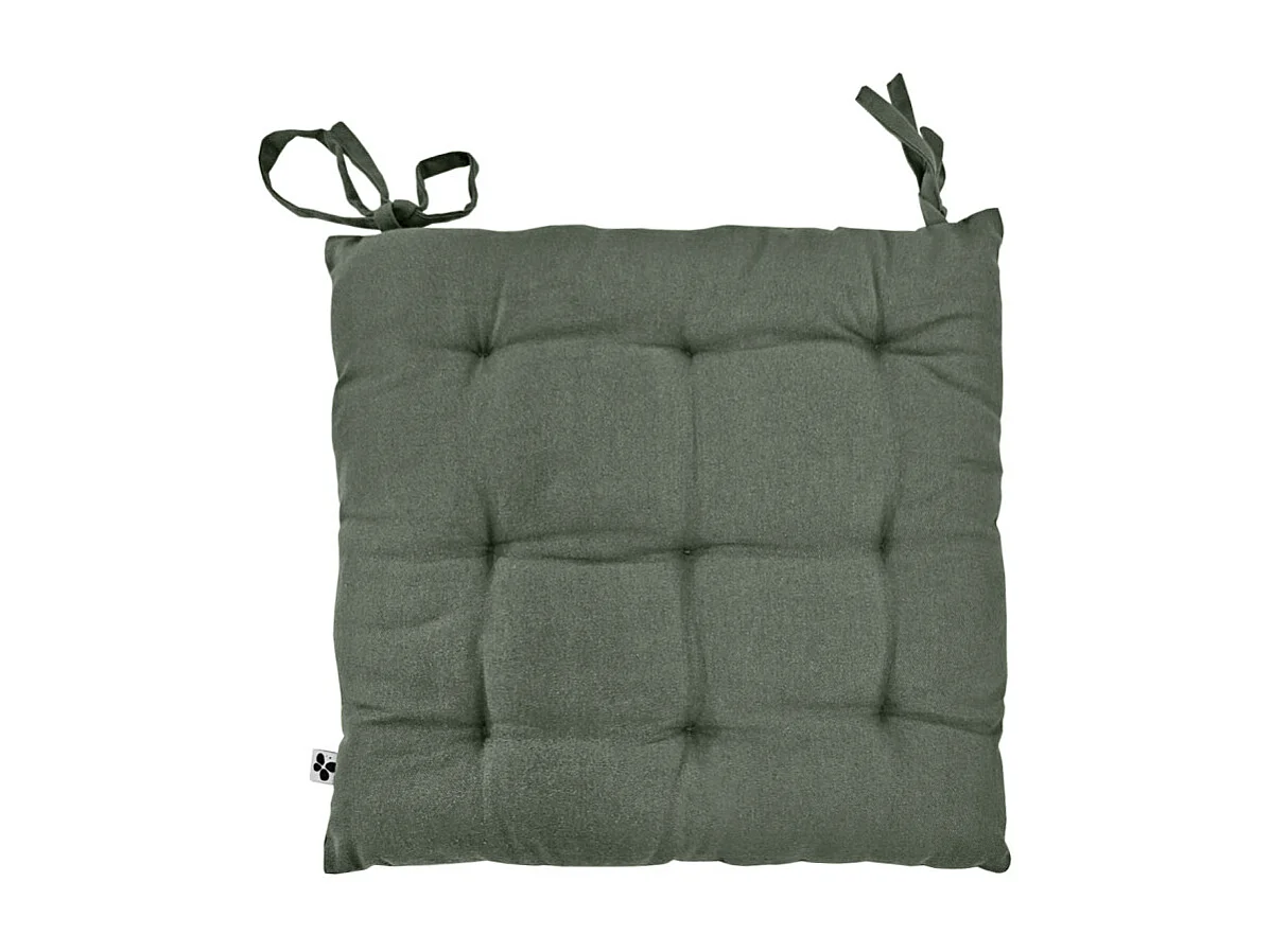 Coussin de chaise 38 x 38 cm capitonnée en coton vert - DOLORES
