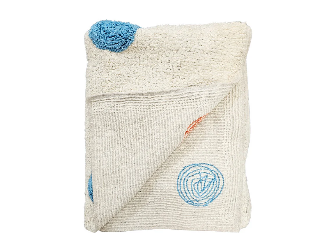 Tapis enfant 90 x 150 cm en coton shaggy avec pois multicolore - BABE