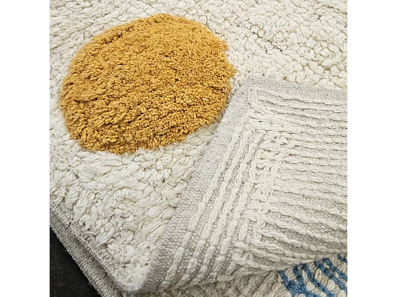 Tapis enfant 90 x 150 cm en coton shaggy avec pois multicolore - BABE