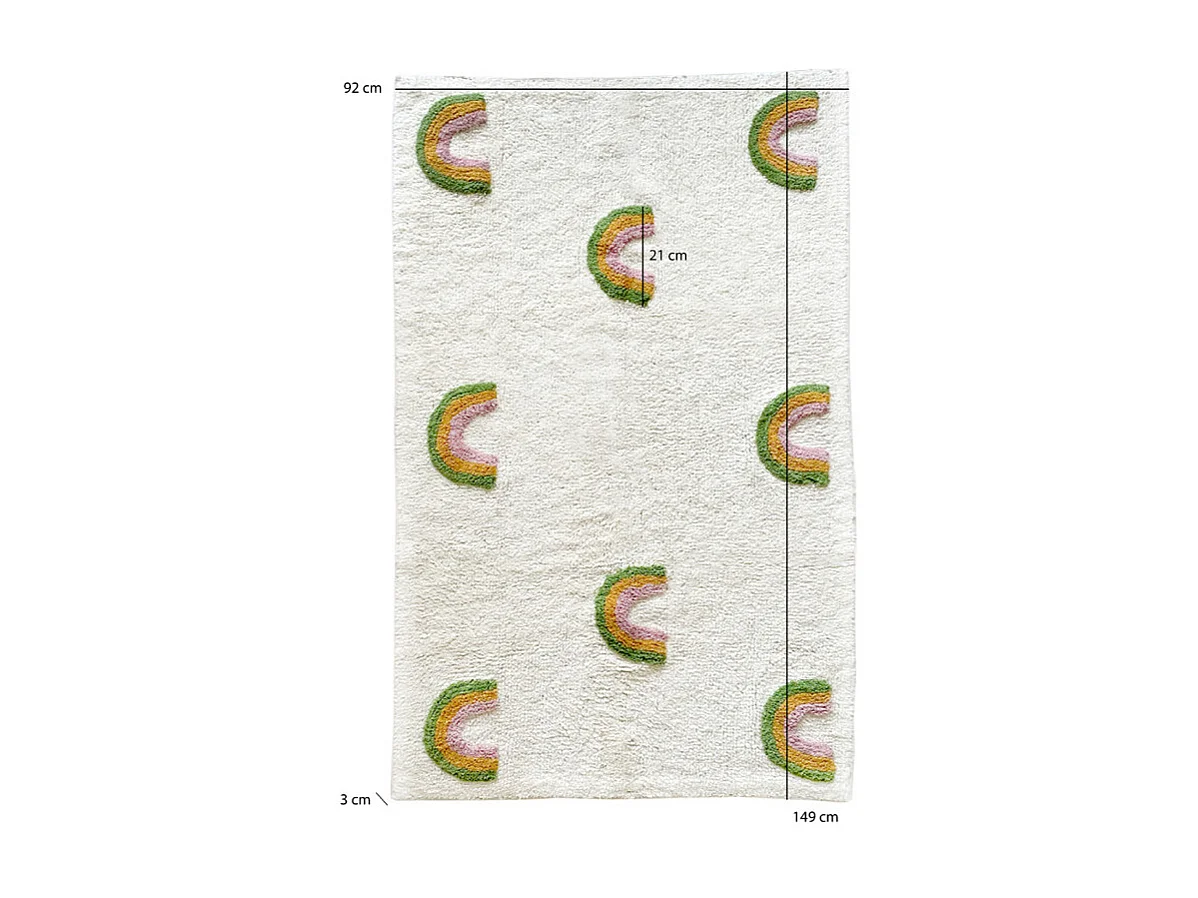 Tapis enfant arcs en Ciel 90 x 150 cm coton shaggy - CALEB