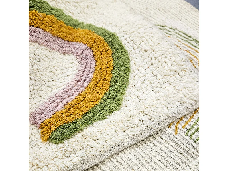 Tapis enfant arcs en Ciel 90 x 150 cm coton shaggy - CALEB