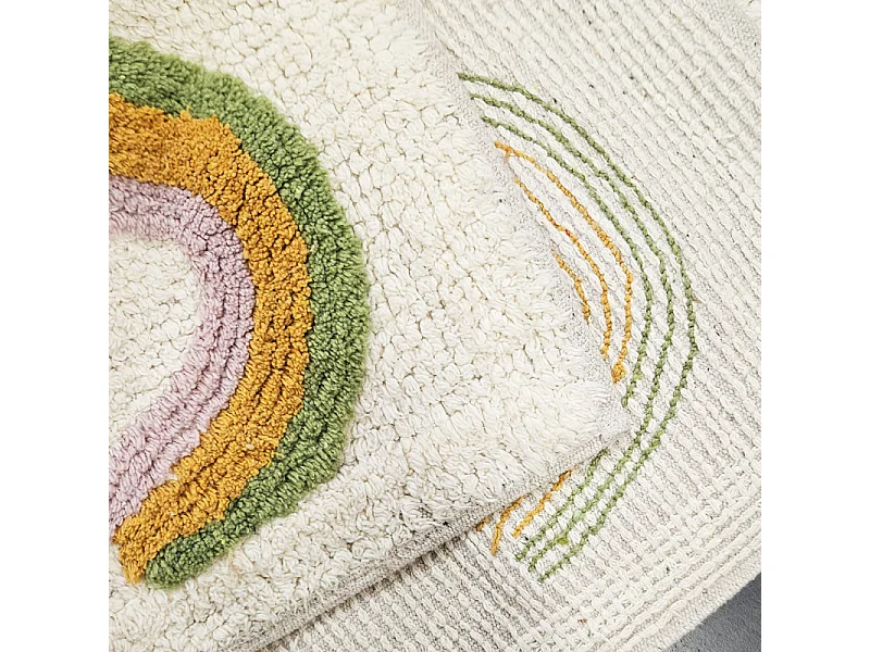 Tapis enfant arcs en Ciel 90 x 150 cm coton shaggy - CALEB