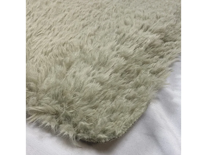 Tapis rectangulaire sherpa vert kaki 100 x 133 cm - NUAGE 2288